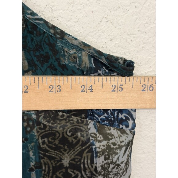 CJ Banks Womens Size 2X Teal Blue Mixed Print Sleeveless Top Eclectic Artsy - Picture 5 of 7